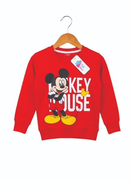 Kids Boys Fleece Printed Sweatshirt – Mickey Mouse – Red