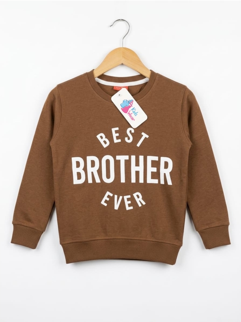 Boys Fleece Sweatshirt – Best Brother Ever Printed – Brown